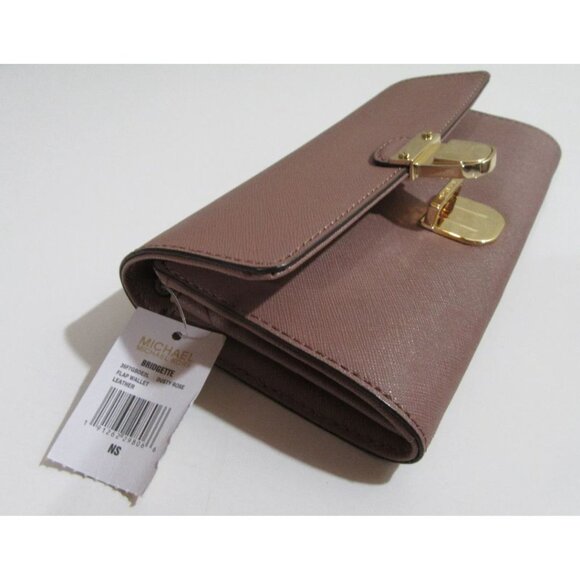 Michael Kors Bridgette Saffiano Leather Flap Wallet Dusty Rose - Picture 5 of 6